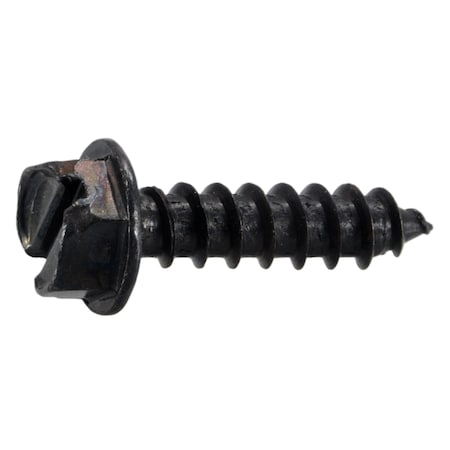 Midwest Fastener Sheet Metal Screw, #14 x 1 in, Black Oxide Steel Flange Hex Head Slotted Drive, 8 PK 39578